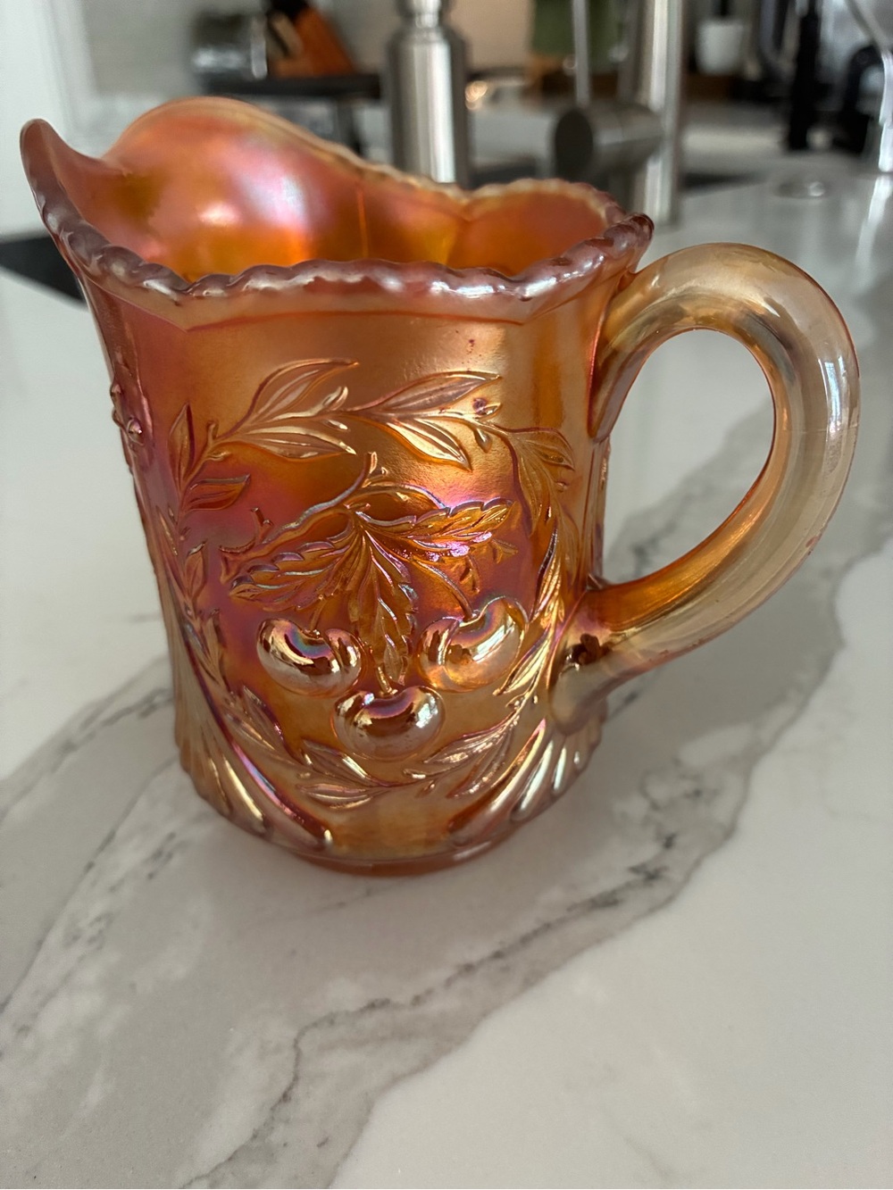 Iridescent Carnival Glass Creamer